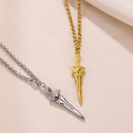 Pendant Necklaces Sword And Heart For Women Stainless Steel Gold Color Couple Wedding Vintage Gothic Aesthetic Jewelry