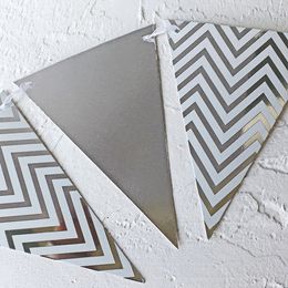 Banner Flags New wavy pennant hot stamping Nordic style birthday party paper decoration pull flag triangle hanging flag Gilt pennant
