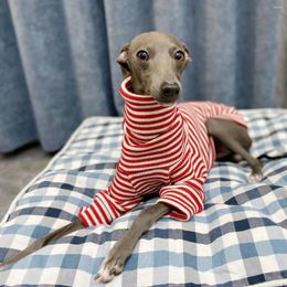 Dog Apparel Italian Greyhound Winter Red Striped Sweater Christmas Year Whippet Turtleneck Soft Acrylic