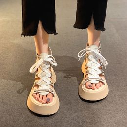 Sandals Lace Up Wedges Women Sneakers Sandals Summer Sport Flats Platform Shoes Women Zipper Designer Rome Slide Walking Sandal 230403