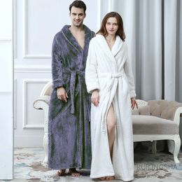 Men's Robes Men Winter Plus Size Long Flannel Bathrobe Thick Warm Solid Shell Coral Fleece Bath Robe Women Dressing Gown Sleepwear 231102