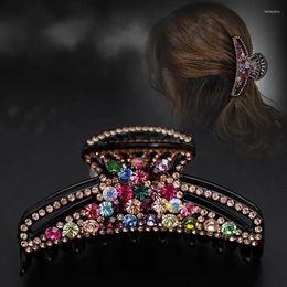 Hair Clips Fashion Women Vintage Shiny Hairpin Elegant Crystal Claw Crab Colourful Rhinestone Jewellery Accessories