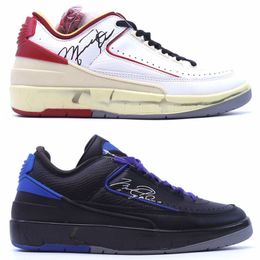 Jumpman 2 2s Low Basketball Shoes SP OW Black Blue White Red Mens Sports Sneaker Eur 40-45