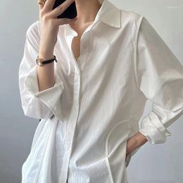 Women's Blouses Original Design Cotton Shirts 2023 Autumn Winter Button Up Loose Blouse Long Sleeve Women Fashion White Oversize Tops