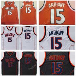 College 15 Camerlo Anthony Jersey Men Syracuse Orange Basketball Jerseys Anthony Sport Embroidery Black White Free Shipping