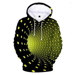 Men's Hoodies Autumn 3D Vortex Dizzy Print Loose Hoodie Vintage European And American Children's Long Sleeve Coat Clothing