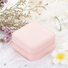 Fashion Portable Zipper PU Leather Travel Jewelry Storage Box Rings Earrings Necklace Organizer Gift Display Case Travel Accessories