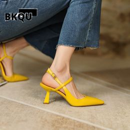 Sandals High Heeled Shoes Women Fashion Rome Spring Summer Classics Pointed Toe Stiletto Buckle Sandals Elegant Career Lady Solid Pumps 230403