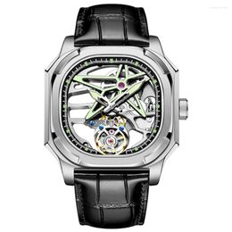 Armbanduhren AESOP Skeleton Natural Diamond Tourbillon Mechanische Herrenuhren Saphir-Leuchtwerk Uhr für Herren Wasserdicht