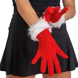 Christmas Decorations Santa Claus Festive Gloves White Fur Fancy Dress Party Short Red Full Finger Costume Accessories Mittens