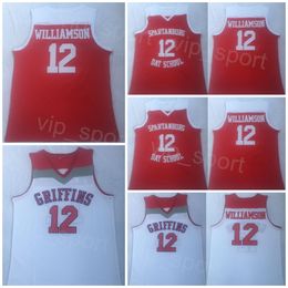 Basketball College 12 Zion Williamson High School Jersey Spartanburg Day University Shirt All Stitched Team Red White For Sport Fans Breathable Men Sale NCAA