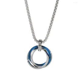 Pendant Necklaces Fashion Geometry 2Color Circle Necklace 316L Stainless Steel Couple Men's Party Choker Jewelry Gift