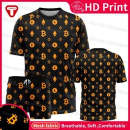 Men's Tracksuits Tshirt Set Crypto Jersey Basketball Clothing Shorts Short Sleeve Suit Mesh Breathable Tracksuit 6XL