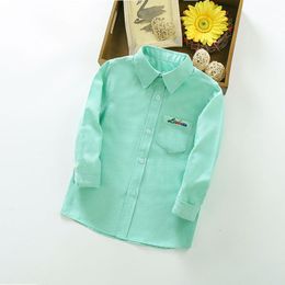 Kids Shirts IENENS Yong Boy Shirts Kids Clothes Solid Color 3-11Years Baby Long Sleeve Shirt Spring Tops Tees Shirts Children Casual Blouse 230403