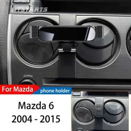 Car Holder Car Phone Holder For Mazda 6 2004-2015 GPS Special Gravity Navigation Mobile Bracket 360 Degree Rotating Bracket Accessories Q231104