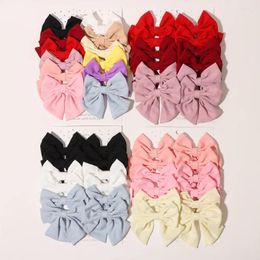Hair Accessories 12PCS/Set 4.3" Solid Grosgrain Ribbon Bows Clip For Girls Hairgrips Headwear Kids Gift Wholesale