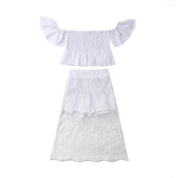 Clothing Sets Toddler Kids Baby Girl Style White Lace Floral Tops Long Skirt Adorable 2Pcs Outfit Princess Clothes