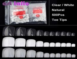 Artlalic 500Pcs Artificial False Toe Nails Tips for Nail Art Decoration Foot Manicure Beauty Tools NaturalClearWhite Fake Nail3561275