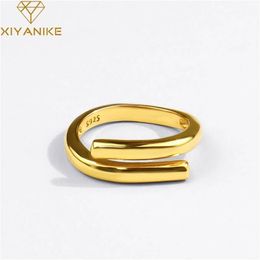 Silver Colour Double Layer Geometric Ring Female Charm Fashion Simple Opening Light Luxury Handmade Jewellery Gift