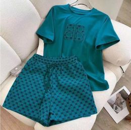 Women Letter Tracksuits Yoga Two Piece Set Sleeveless Designer T-Shirt Shorts Embroidery Sports Suit Pullover Jogging Suit