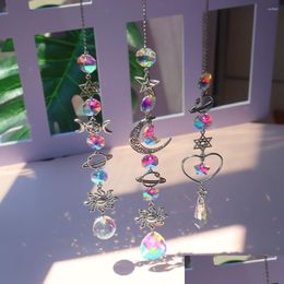 Garden Decorations Home Crystal Wind Chime Moon Sun Dream Catcher Diamond Prisms Pendant Rainbow Chaser Hanging Dr Dhjit