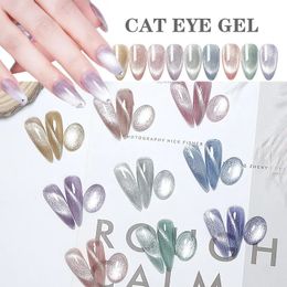 Nail Polish 9D Crystal Cat Eye Gel Holographic UV Soak Off Lacquer Magnetic Hybrid Varnish For Manicure 9 Color 231102