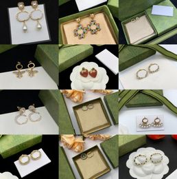 Multi-Style Vintage Charm Stud Earrings Luxury 925 Silver Designer Earring Letters Jewelry Women Plated Diamond Valentine Wedding Gifts Jewelry Accessories