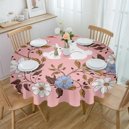 Table Cloth Flower Butterfly Round Tablecloth Waterproof Cover For Wedding Party Decoration Dining