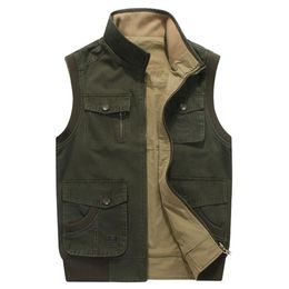 Men's Casual Casual Solid Solid Loose Cotton Multi Pocket Plus-Size Reversible Vest Men Fashion Fishing Pography3013