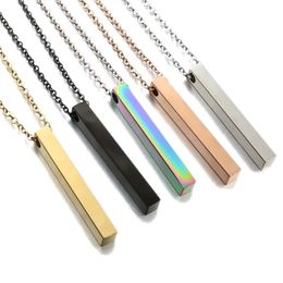 Engraved Bar Necklace for Women Engraved Custom Coordinates Name Date Inspirational Text Pendant Chain Stainless Steel Jewelry