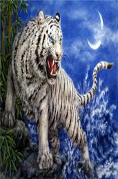 New needlework Diy diamond painting cross stitch kits full resin round diamond embroidery Mosaic Home Decor animal white tiger yx12079336