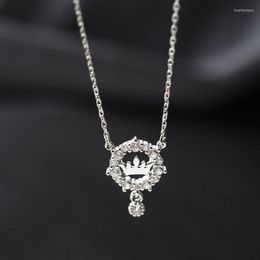 Chains VENTFILLE 925 Stamp Silver Color Crown Necklaces For Women Girl Zircon Romantic Simple Jewelry Engagement Gift Drop