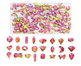 Nail Art Decorations Bulk 100Pcs MultiColor Nail Crystal Rhinestones 24 Shapes Mix Glass AB Gem Stones Shiny Nail Art DIY Crafts 5469233