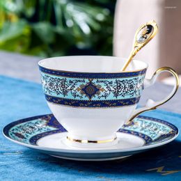Cups Saucers European Luxury Teacups Bone China Coffee Cup Saucer Set Porcelain Elegant Afternoon Ceramic Flower Tea D6D