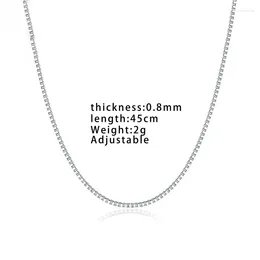 Chains PANQDIY Sterling Silver S925 Adjustable Bare Chain Clavicle Necklace 0.8mm Box 45cm Length Wearable Pendant For Women Gift