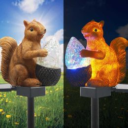 Lawn Lamps Solar LED Light Outdoor Waterproof Light Owl Squirrel Animal Modelling Lawn Decoration Light Solar Garden Lighting Lawn Light P230406