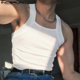 Men's Tank Tops 2023 Fashion Solid Color O neck Sleeveless Skinny Vacation Casual Vests Streetwear Party Clothes S 5XL INCERUN 230403