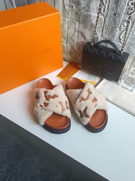 Designers Pool Pillow Mules Women Sandals Sunset Paseo Flat Comfort Mules Letters Flowers Floral Slippers Slides fury lamb slide warm mule size 35-41