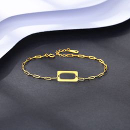 Designer plated 18k gold s925 silver rectangular bracelet niche design metal style bracelet Personalised Jewellery accessories