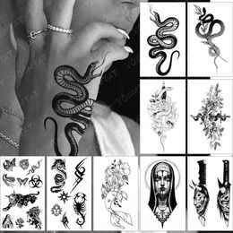 5 PC Temporary Tattoos Waterproof Temporary Tattoo Sticker Old School Flash Tatoo Dark Snake Scorpion Arm Wrist Fake Tatto For Body Art Women Men Z0403