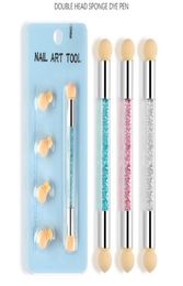 Nail Brush Sponge Nail Brush Picking Dotting Gradient Pen Brush Ombre Nail Art Tools with 4 Replacement Heads2348623