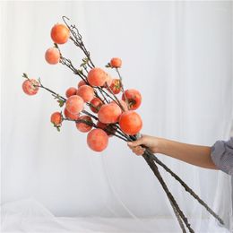 Decorative Flowers Artificial Persimmon Fruit Tree Branches Simulation Berry For Home Office Decoration Orange Wedding Pography Garden Disp