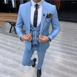 Men's Suits Male 2023 Slim Fit Peaked Lapel One Button 3 Pieces Wedding Groom Wear Blazer ( Jacket Pants Vest) Trajes De Hombre