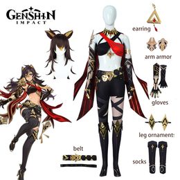 Cosplay Genshin Impact Costume Dehya Cosplay Clothes Wig Ears Woman Sexy Shirt Pants Socks Suit Halloween Carnival Party Outfits
