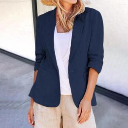 Women's Suits Women Jacket Lady Loose Suit Coat Stylish Single Button Lapel Cardigan With Pockets For Business Commuting Office
