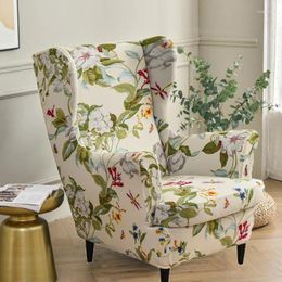 Chair Covers Elastic Floral Print Stretch Protector Wingback Recliner Wing Arm Sofa Cover Slipcover Furniture