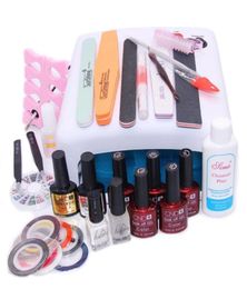 Nail Art Manicure Tools 36W UV Lamp With 10ml Gel Nail Polish Base Gel Top Coat Polishs for Practise Set UV Glue Nail DIY Kits3181606