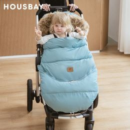 Sleeping Bags Baby Bag In Stroller Winter Windproof Fur Collar Removable 2 Styles Footmuff 036 Months For Cart Basket born 230404