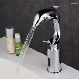 Bathroom Sink Faucets Dolphin Style Sense Faucet Mixer Toilet Brass Infrared Chrome Plated Copper Automatic Water