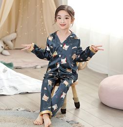 The latest children pijama modal pajamas girls spring and autumn ice silk long-sleeved home clothes many styles to choose from support customized logo
